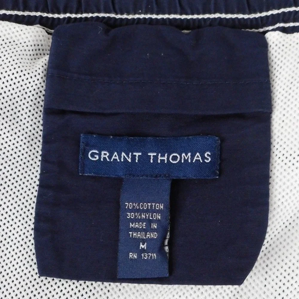 Grant Thomas Mens Swim Trunks M Blue Elastic Waist Mesh Lined Pockets Drawstring